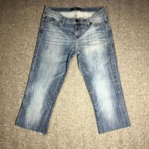 Rock & Republic Womens Kasandra Capri Cut Off Jeans Dark Blue Denim Size 12